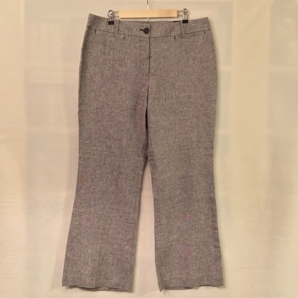 Ann Taylor brown white linen blend curvy trousers